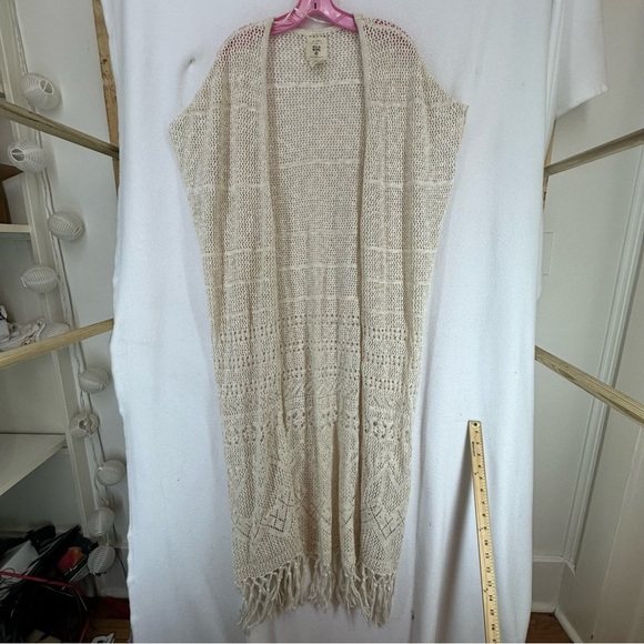Billabong Open Knit Fridge Long Cardigan Women’s Medium Beige - Picture 1 of 8